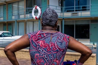 Martin Luther King JR. Day, outside the Lorraine Hotel - Memphis TN 2017. From “Outside the Lorraine,” by David Katzenstein.