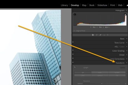 The Lightroom Transform panel