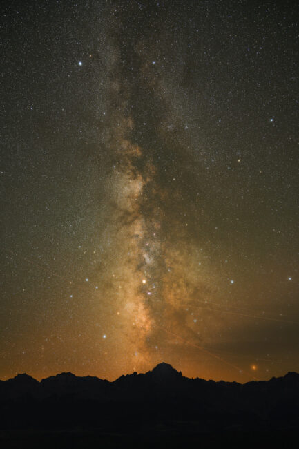 The Milky Way is actually a dusty brown color during the middle of the night, like in this photo.